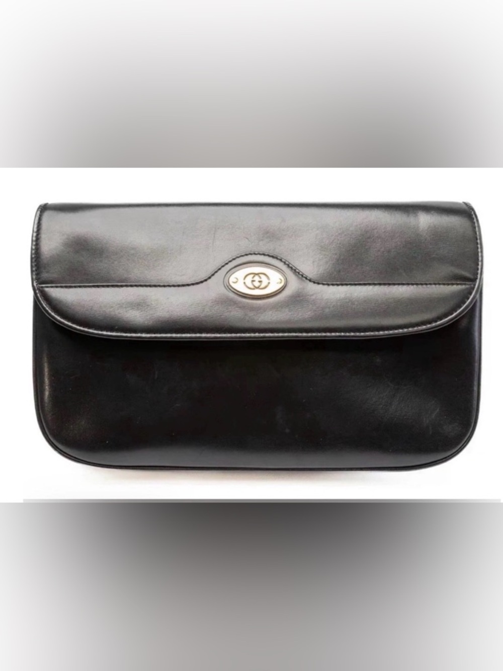 Vintage Gucci Black Leather Chain Shoulder Bag GG Logo Authenticated Classic - Picture 2 of 11